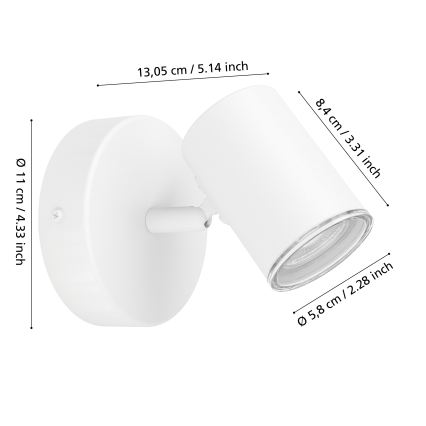 Eglo - Настенный точечный светильник для ванной комнаты 1xGU10/5W/230V IP44 белый