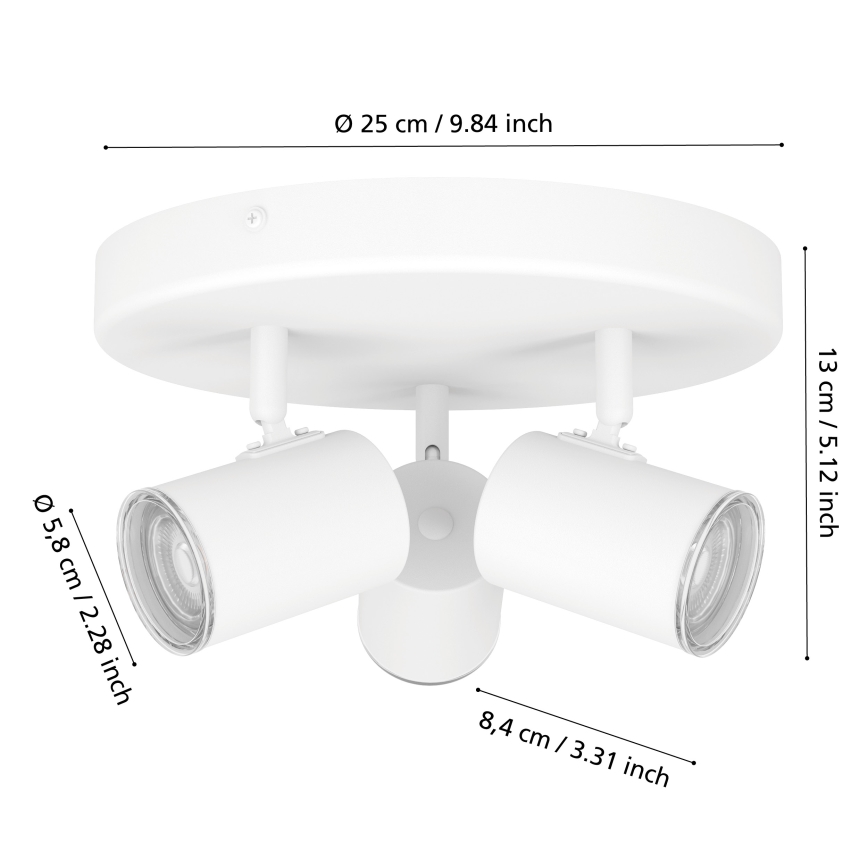 Eglo - Точечный светильник для ванной 3xGU10/5W/230V Ø 25 см IP44 белый
