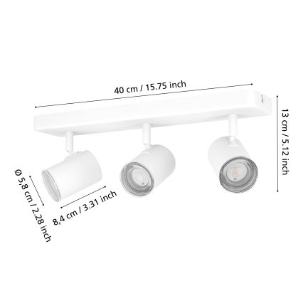 Eglo - Точковий світильник для ванної кімнати 3xGU10/5W/230V IP44 білий