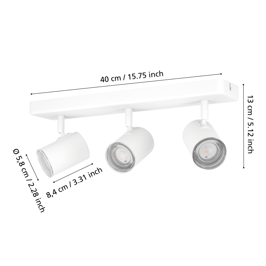 Eglo - Точковий світильник для ванної кімнати 3xGU10/5W/230V IP44 білий