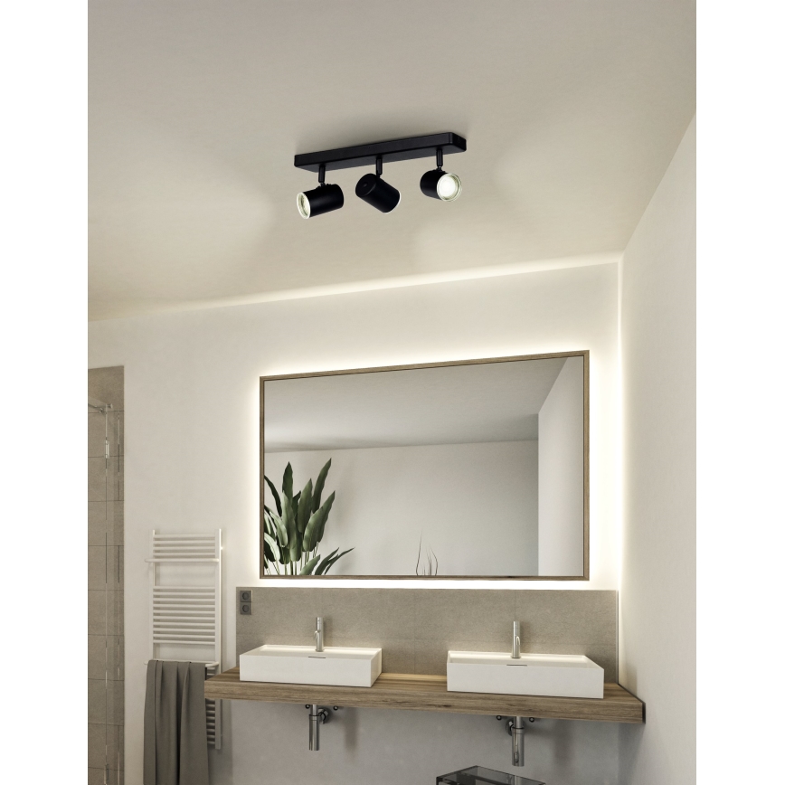 Eglo - Точечный светильник для ванной комнаты, 3xGU10/5W/230V, IP44, черный