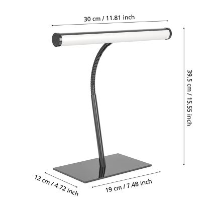 Eglo - диммируемая сенсорная настольная лампа LED/5W/230V 2700/4000/6500K чёрный хром