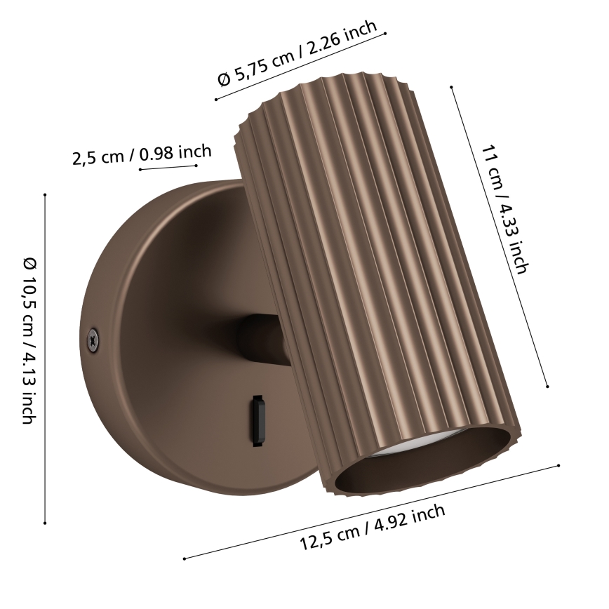 Eglo - Настенный точечный светильник 1xGU10/5W/230V, коричневый