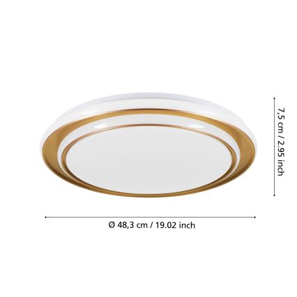 Eglo — LED потолочный светильник, 36 Вт, 230 В, 2700/4000/6500 K, диам. 49 см, золотой