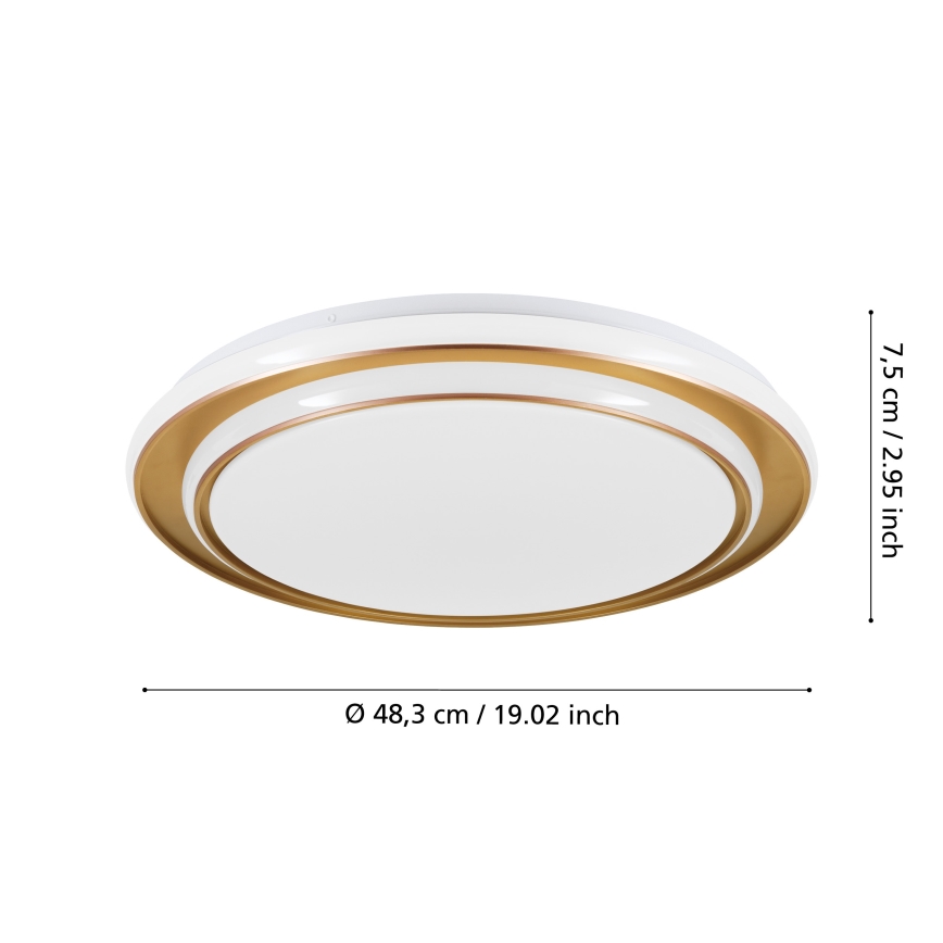 Eglo - потолочный светильник LED, 36 Вт, 230 В, диаметр 49 см, золотой