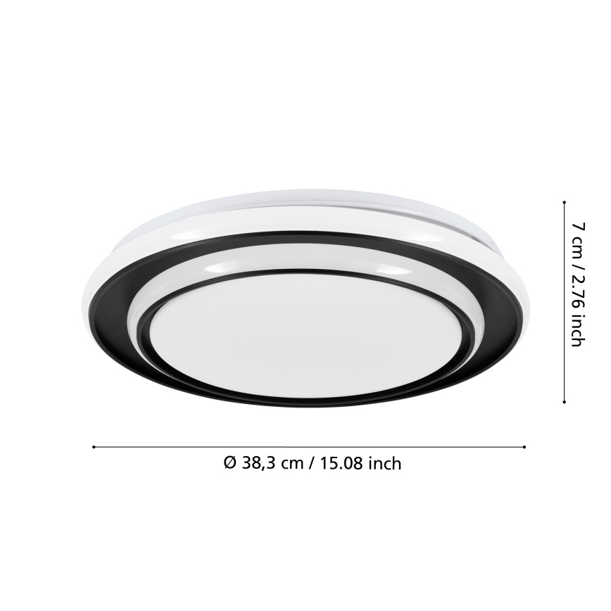 Eglo - LED стельовий світильник, 24 Вт, 230 В, 2700/4000/6500 К, діаметр 40 см, чорний