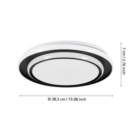 Eglo - LED потолочный светильник, 24 Вт, 230 В, 2700/4000/6500 К, диам. 40 см, черный