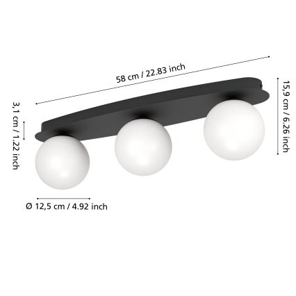 Eglo - LED потолочный светильник для ванной 3xG9/4,2W/230V IP44 чёрный