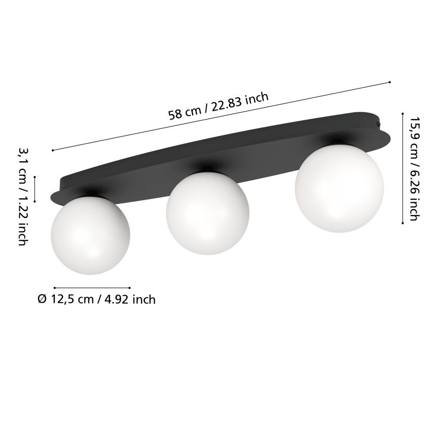 Eglo - LED стельовий світильник для ванної кімнати 3xG9/4,2W/230V IP44 чорний