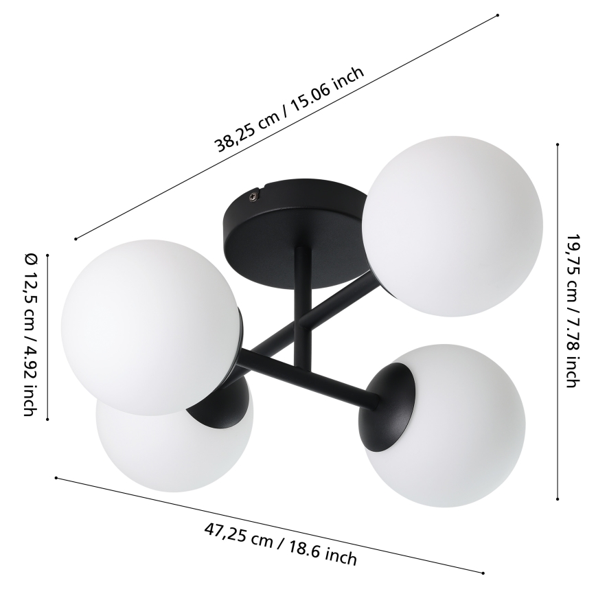 Eglo - LED накладна стельова люстра для ванної кімнати 4xG9/4,2Вт/230В IP44 чорний