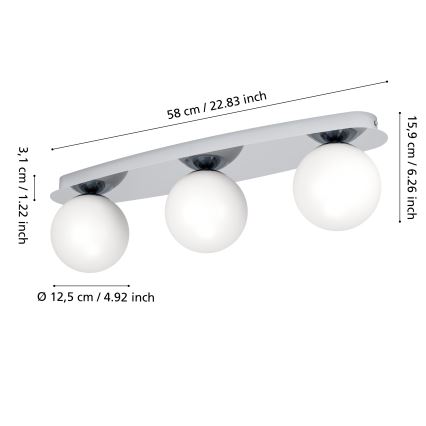 Eglo - светодиодный потолочный светильник для ванной 3xG9/4,2W/230V IP44 глянцевый хром