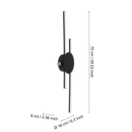 Eglo - настінний світильник LED 20 Вт/230 В + LED 0,91 Вт, чорний