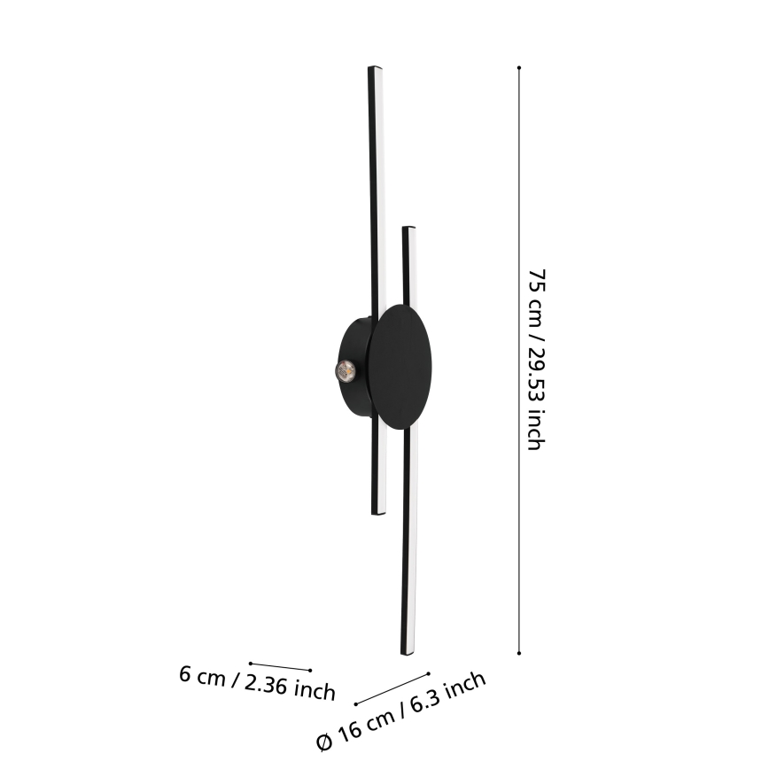 Eglo - настінний світильник LED 20 Вт/230 В + LED 0,91 Вт, чорний