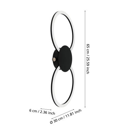 Eglo - настенный светильник LED LED/20W/230V + LED/0,91W черный