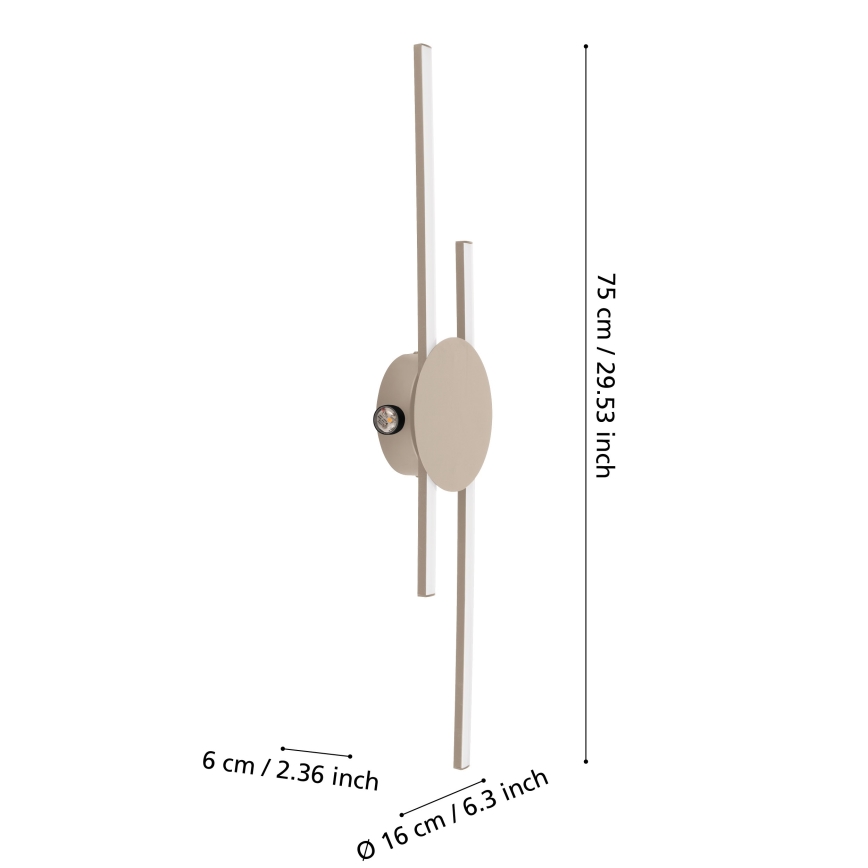 Eglo - LED настенный светильник LED/20W/230V + LED/0,91W бежевый