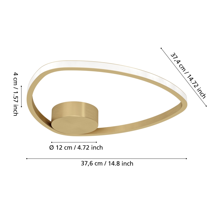 Eglo - LED стельовий світильник, 9,7 Вт, 230 В, діаметр 37,5 см, золотистий