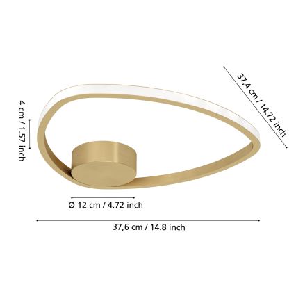 Eglo - LED стельовий світильник LED/9,7W/230V 2700/4000/6500K діам. 37,5 см золотистий