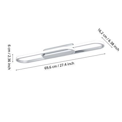 Eglo - LED стельовий світильник LED/20W/230V 2700/4000/6500K глянцевий хром