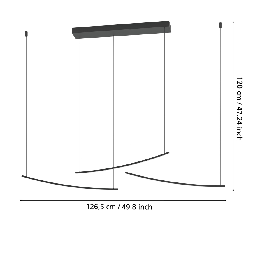 Eglo - Светодиодная диммируемая подвесная люстра на тросе LED/22W/230V 2700/4000/6500K черная