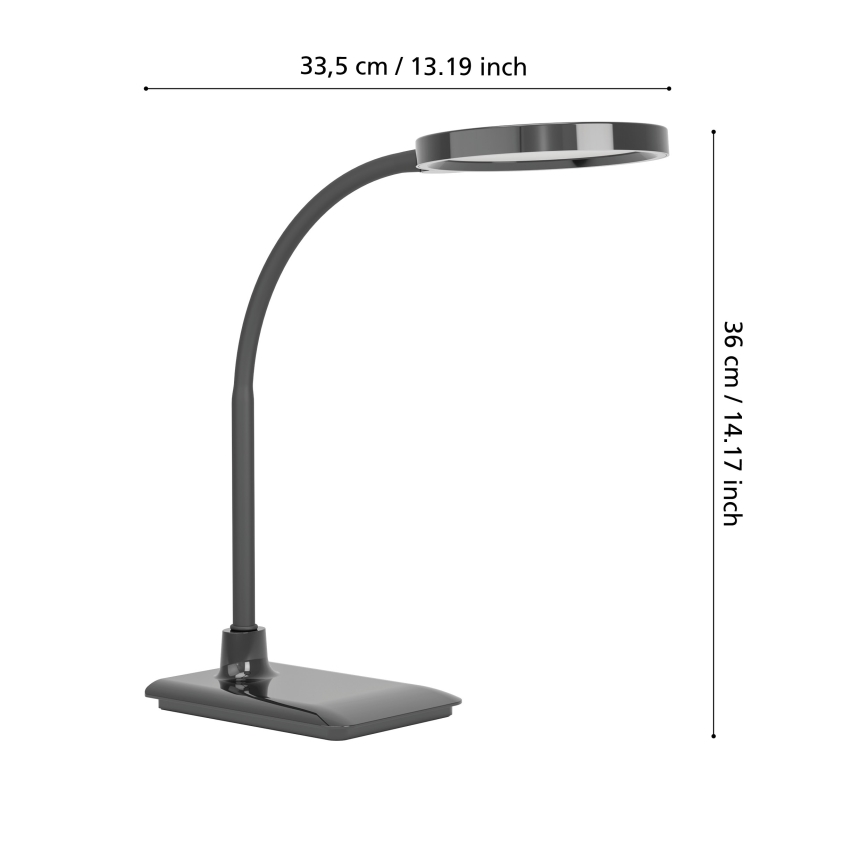 Eglo - диммируемая гибкая настольная лампа LED/5,5Вт/230В 2700/4000/6500К чёрная