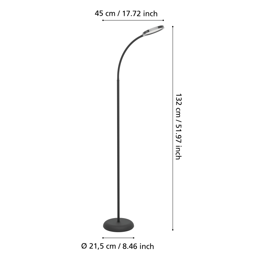 Егло - Затемнювана гнучка підлогова світлодіодна лампа/LED/5,5W/230V 2700/4000/6500K чорна