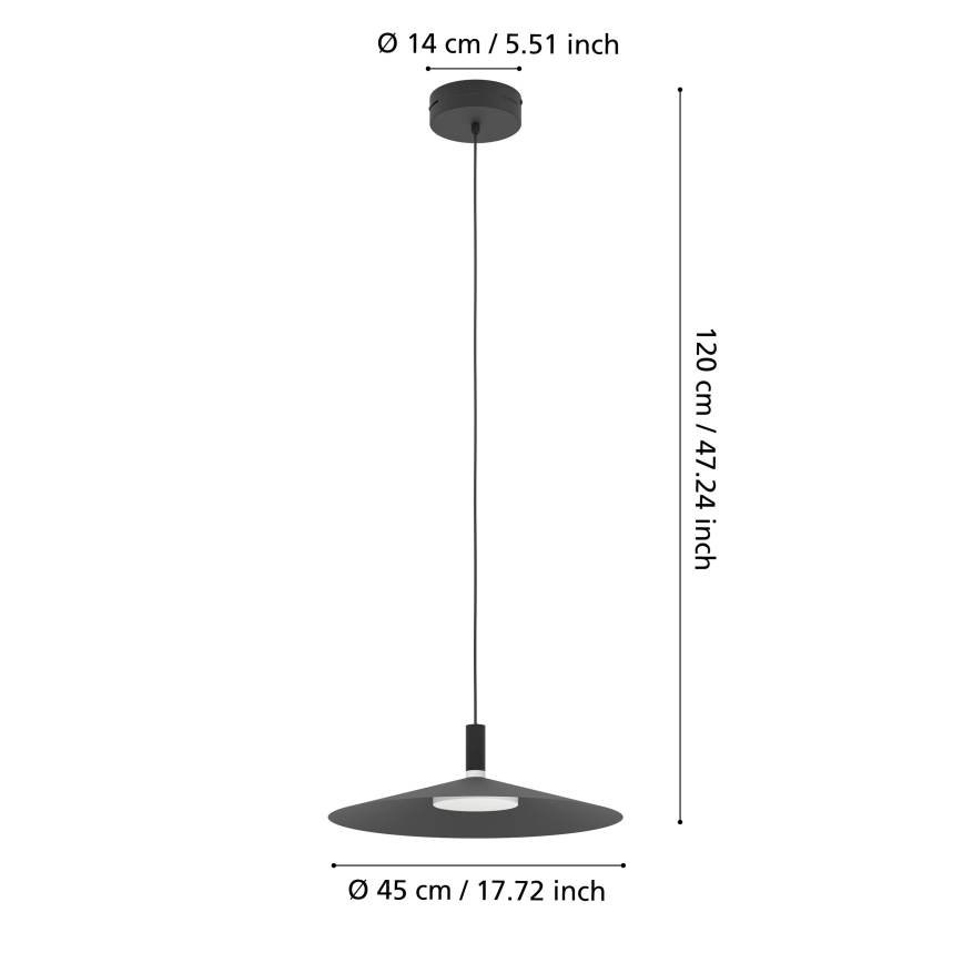 Eglo - LED RGBW люстра на тросі з можливістю затемнення LED/15,5W/230V 2700-6500K чорна
