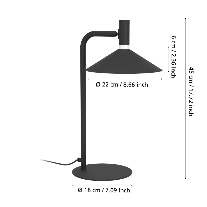 Eglo - LED RGBW настільна лампа з регульованою яскравістю LED/7,5W/230V 2700-6500K чорна