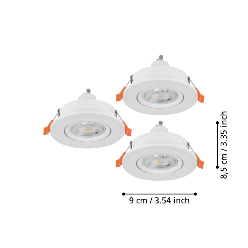 Eglo - НАБІР 3x LED вбудованих точкових світильників 1xGU10/4,5W/230V білий