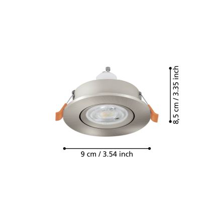 Егло - світлодіодний вбудований точковий світильник 1xGU10/4,5W/230V матовий хром