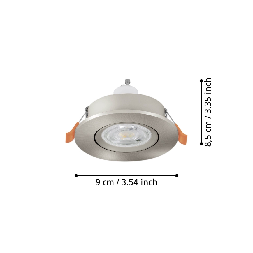 Егло - світлодіодний вбудований точковий світильник 1xGU10/4,5W/230V матовий хром