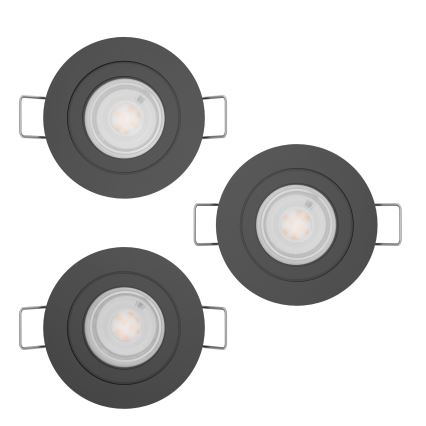Eglo - комплект із 3 LED вбудованих точкових світильників для ванної, 1×GU10/4,5W/230V, IP44, чорний