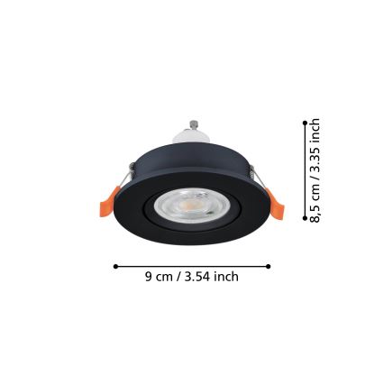 Eglo - LED вбудований точковий світильник 1xGU10/4,5W/230V чорний