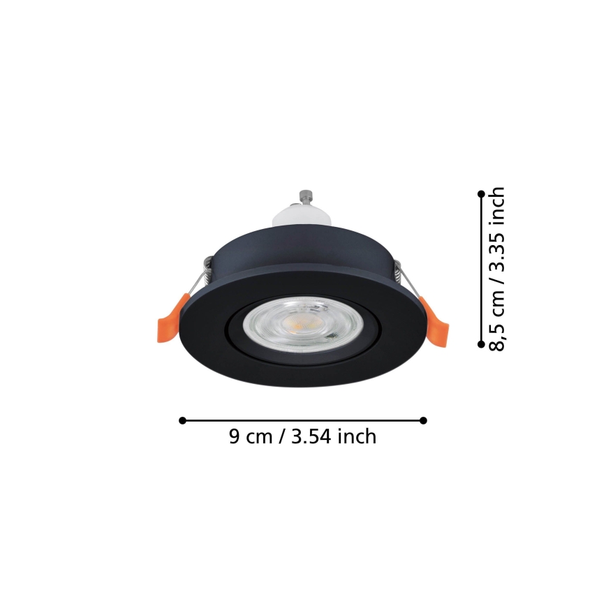 Eglo - LED вбудований точковий світильник 1xGU10/4,5W/230V чорний
