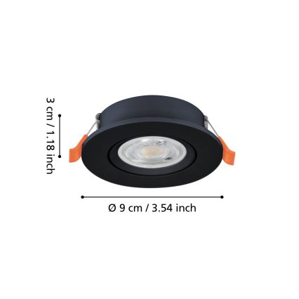 Eglo - LED Встраиваемый потолочный точечный светильник LED/4,8W/230V 2700/4000/6500K черный