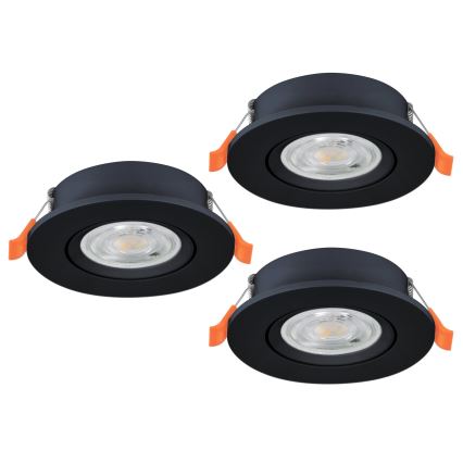 Eglo - Набор из 3 встраиваемых точечных светильников LED/4,8W/230V 2700/4000/6500K чёрный