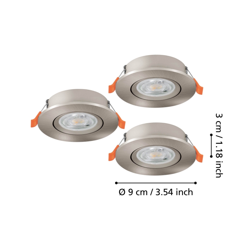 Eglo - набор из 3 встраиваемых точечных светильников LED/4,8W/230V 2700/4000/6500K матовый хром