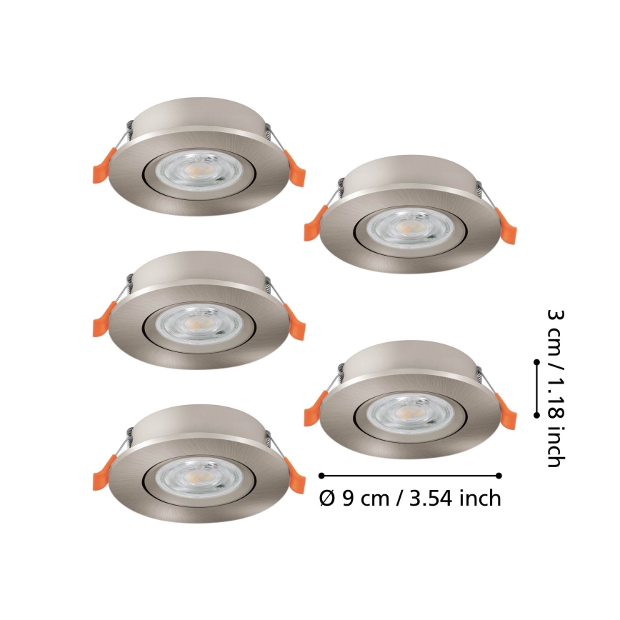 Eglo - Набор из 5 встраиваемых точечных светильников LED/4,8W/230V 2700/4000/6500K матовый хром