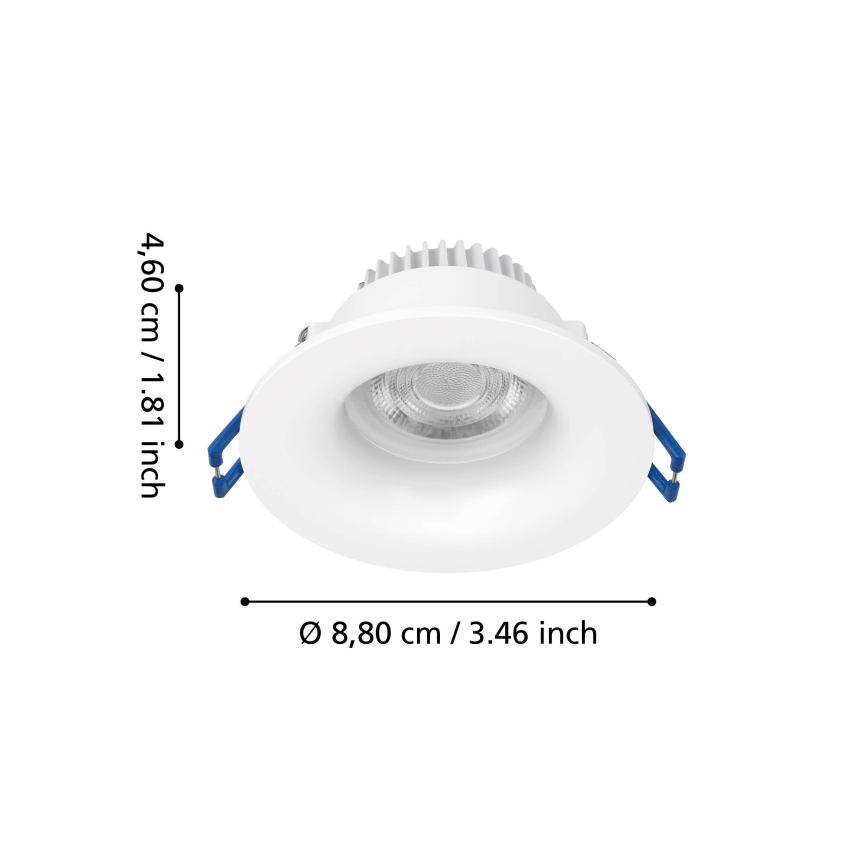 Eglo - LED вбудований стельовий світильник для ванної кімнати LED/4,9W/230V 2700/4000/6500K діам. 8,8 см IP65 білий