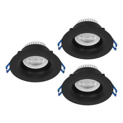 Eglo - НАБІР 3x LED вбудованих стельових світильників для ванної LED/4,9W/230V 2700/4000/6500K діам. 8,8 см IP65 чорний