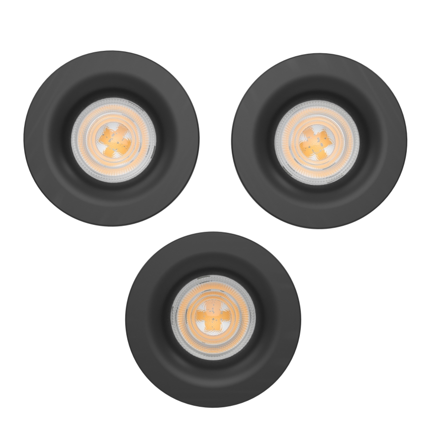 Eglo - НАБІР 3x LED вбудованих стельових світильників для ванної LED/4,9W/230V 2700/4000/6500K діам. 8,8 см IP65 чорний