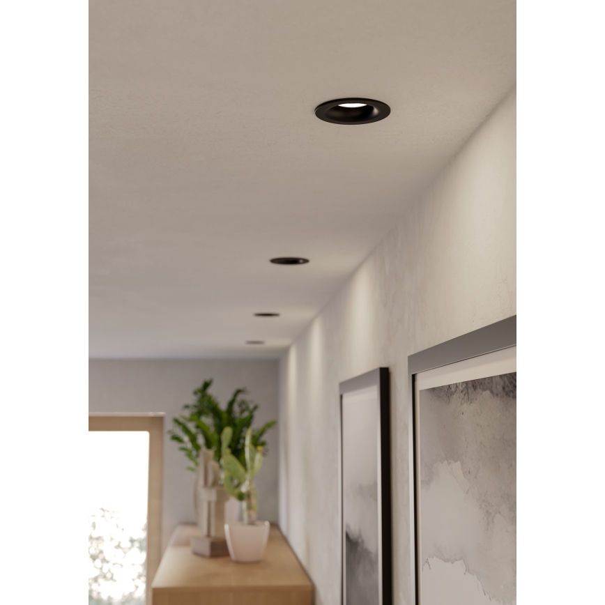 Eglo - НАБІР 3x LED вбудованих стельових світильників для ванної LED/4,9W/230V 2700/4000/6500K діам. 8,8 см IP65 чорний