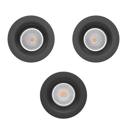 Eglo - Набір із 3 вбудованих LED-світильників з регульованою яскравістю, 4,8 Вт/230 В, діаметр 8,8 см, чорний