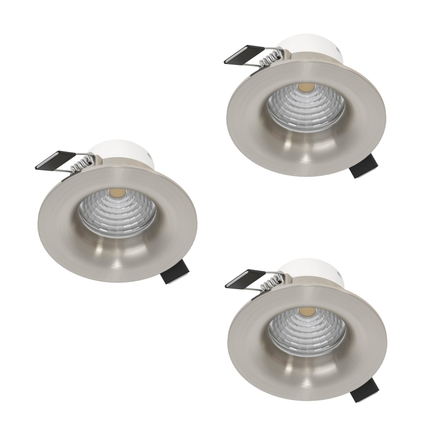 Eglo - НАБОР 3x диммируемых встраиваемых светильников LED/4,8W/230V диам. 8,8 см матовый хром