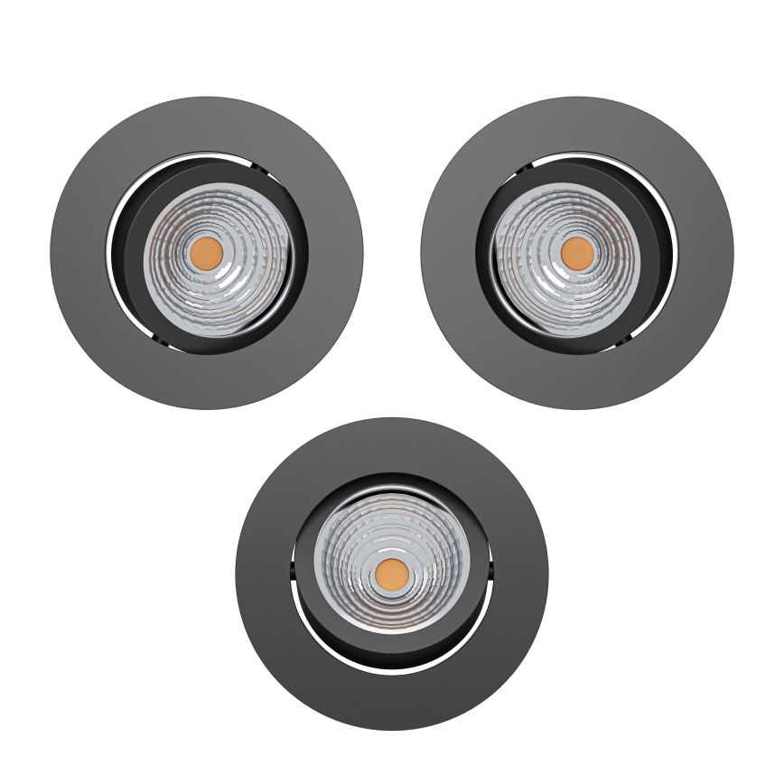 Eglo - НАБІР із 3 димованих вбудованих стельових LED-світильників, LED/6,4 Вт/230 В, діам. 8,8 см, чорний
