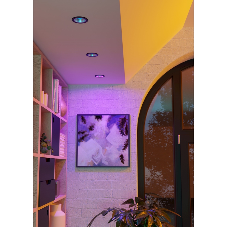 Eglo - LED RGBW Димований вбудований стельовий світильник для ванної кімнати LED/4,8W/230V 2700-6500K IP44 чорний