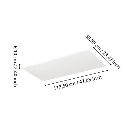 Eglo - LED затемнювана накладна панель LED/35,5W/230V 2700-6500K 120x60 см біла + дистанційне керування