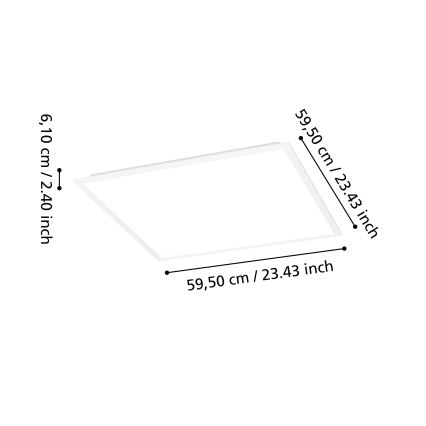 Eglo - LED-накладна панель з димуванням LED/33W/230V 2700-6500K 50x50 см біла + пульт дистанційного керування