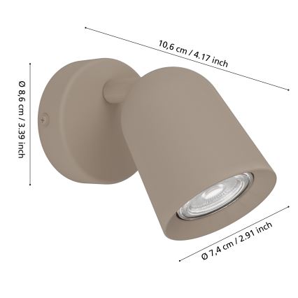 Eglo - Настенный точечный светильник 1xGU10/5W/230V бежевый