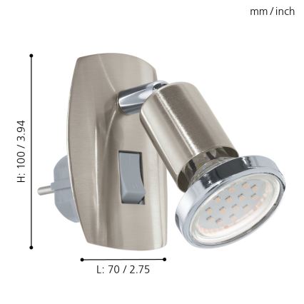 Eglo - LED светильник в розетку 1xGU10/2,8W/230V матовый хром