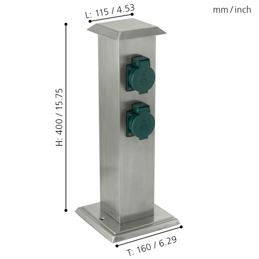 EGLO - Уличная розеточная колонна зеленый SCHUKO IP44